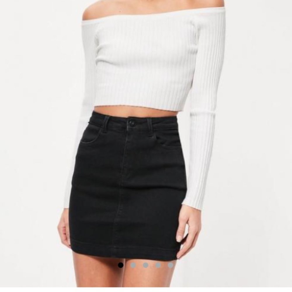 Missguided Black Stretchy Denim Skirt sz 8